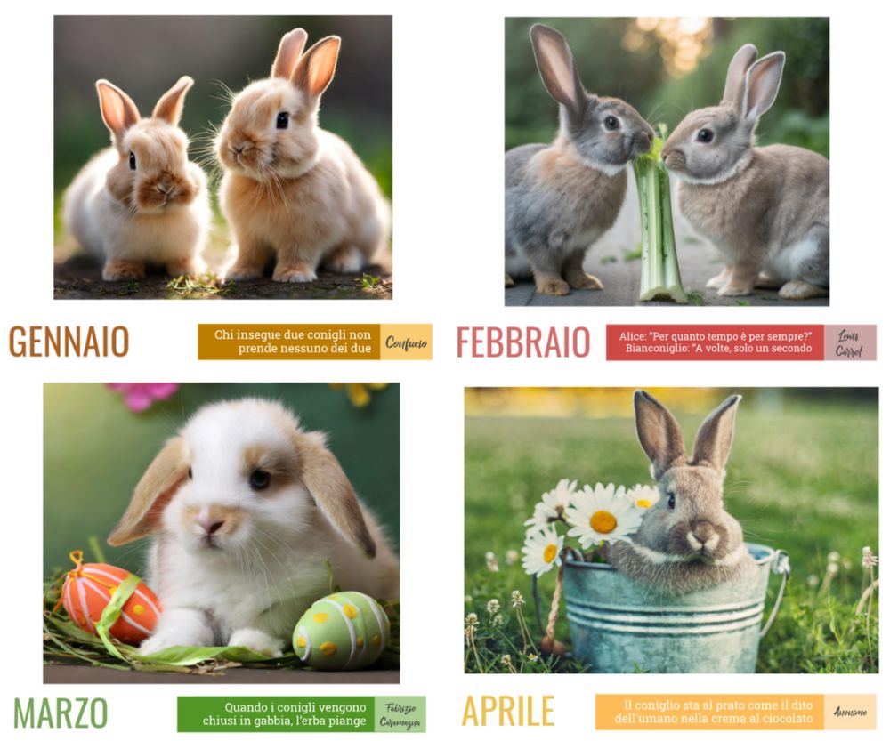 Calendario Adorabile dei Conigli 2024: IL CONIGLIARIO FORMATO A3
